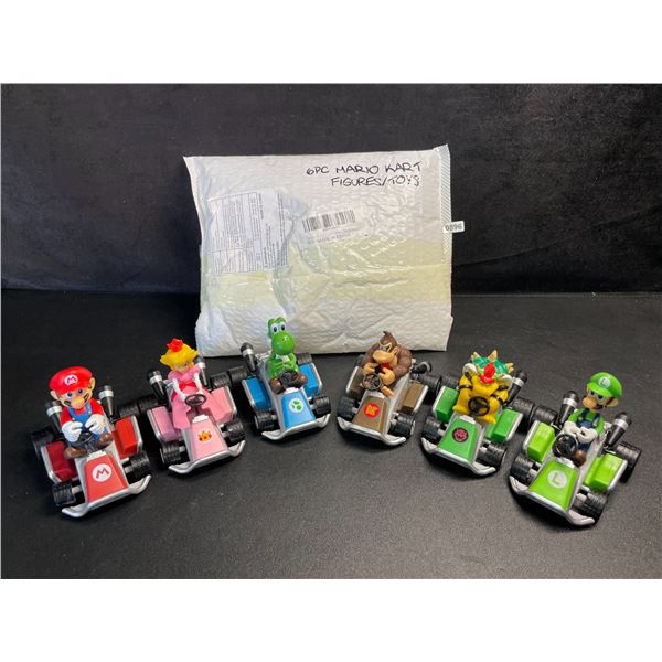 Set of 6 Mario Kart Pull-Back Car Toys/Figurines for Kids - Large 3" x 4" Size - New