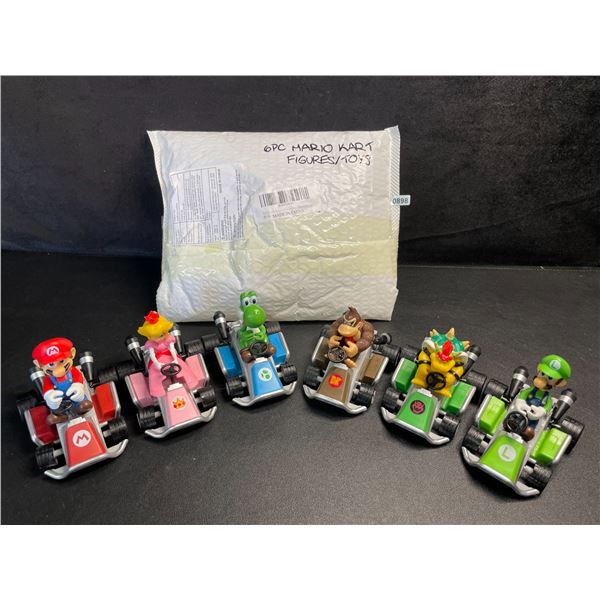 Set of 6 Mario Kart Pull-Back Car Toys/Figurines for Kids - Large 3" x 4" Size - New