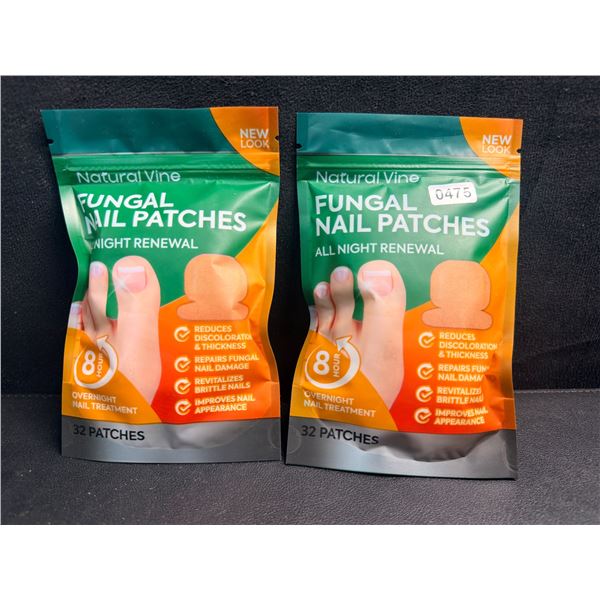 2 Bags of Natural Vine 8 Hour Overnight Fungal Nail Treatment Patches (64 Patches Total!) - New