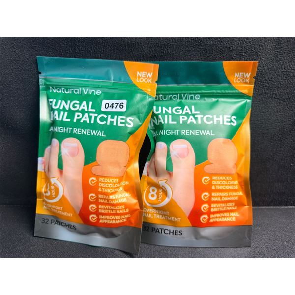 2 Bags of Natural Vine 8 Hour Overnight Fungal Nail Treatment Patches (64 Patches Total!) - New