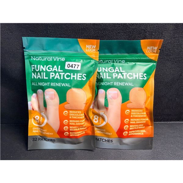 2 Bags of Natural Vine 8 Hour Overnight Fungal Nail Treatment Patches (64 Patches Total!) - New