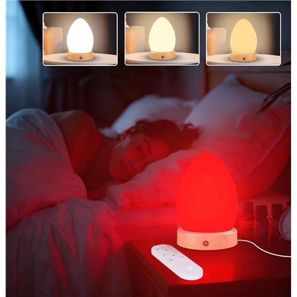 LED Red Light Therapy Bedside Lamp - Therapeutic Red Light with White/Yellow Color Option - New