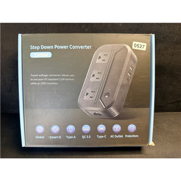 Premium Step Down Converter - x3 110 Outlets and x4 USBs with Adapters for 220V - New