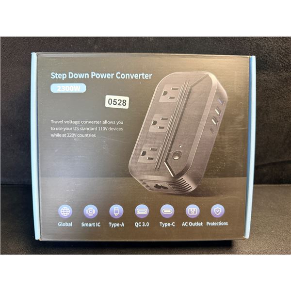 Premium Step Down Converter - x3 110 Outlets and x4 USBs with Adapters for 220V - New