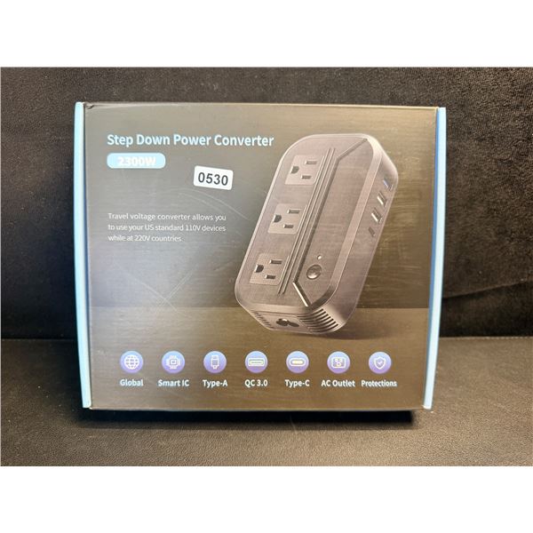 Premium Step Down Converter - x3 110 Outlets and x4 USBs with Adapters for 220V - New