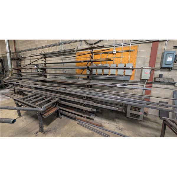 RACK OF ASSORTED METAL STOCK, RACK INCLUDED.