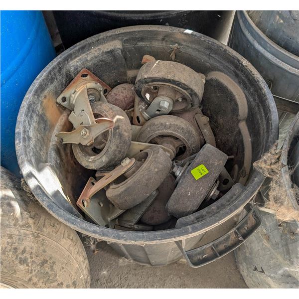 TRASHCAN FULL OF ASSORTED CASTERS