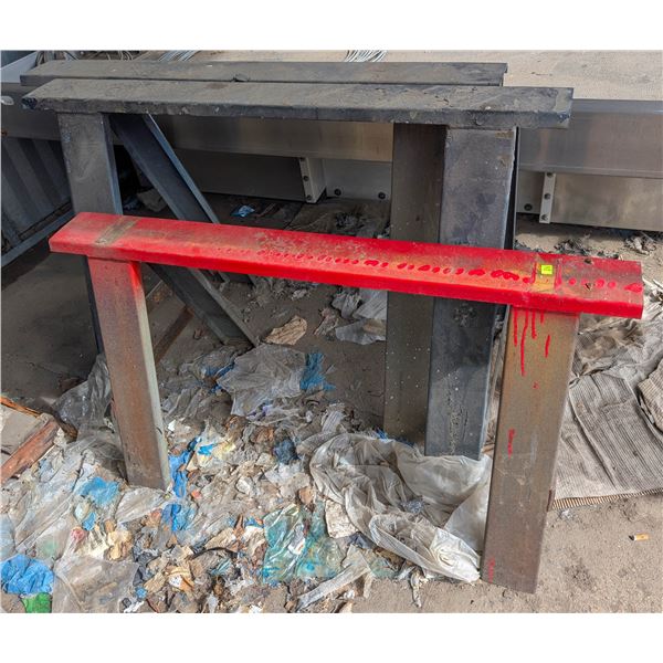 7 ASSORTED METAL SAWHORSES - VARIOUS HEIGHTS
