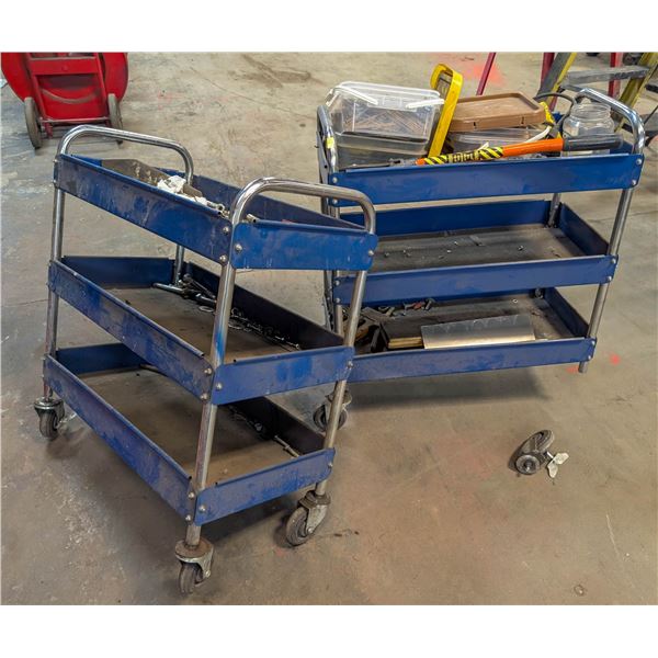 LOT OF 2 INVENTORY CARTS W/ CONTENTS