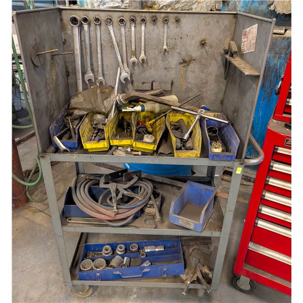 CUSTOM METAL SERVICE CART W CONTENTS - 3 TIER