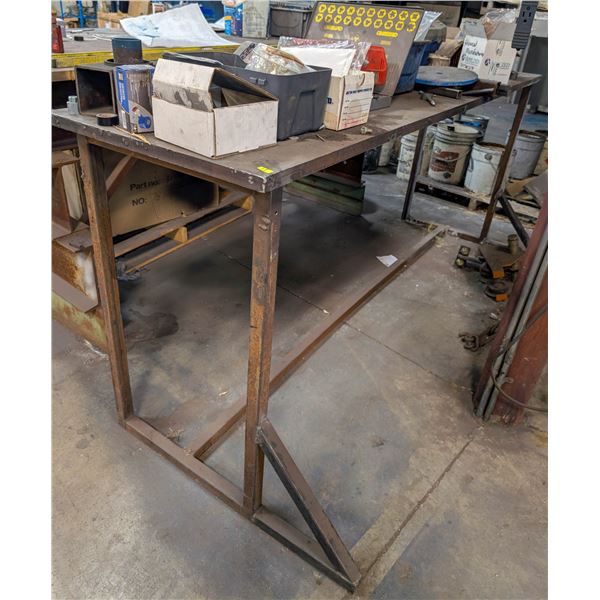CUSTOM METAL STANDING WORKBENCH 8' X 24" X 39"