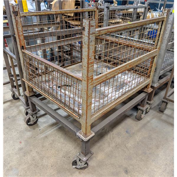 CUSTOM ROLLING INVENTORY CART W/ FOLDING SIDES