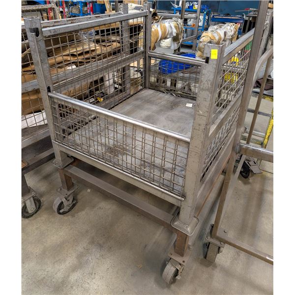 CUSTOM ROLLING INVENTORY CART W/ FOLDING SIDES