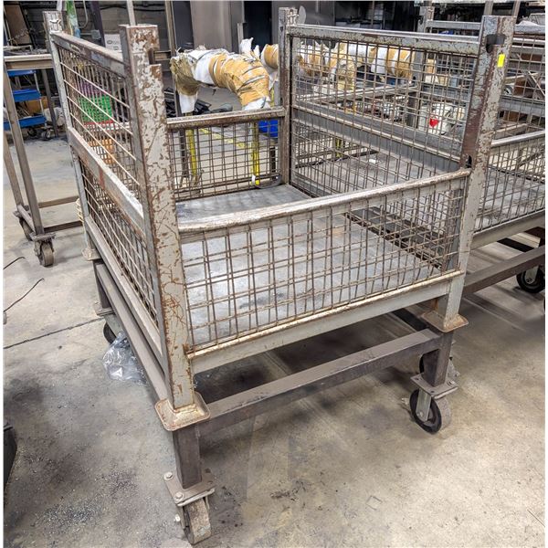 CUSTOM ROLLING INVENTORY CART W/ FOLDING SIDES