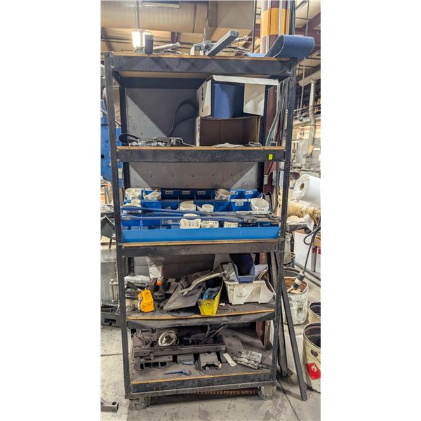 SHOP CART W/ CONTENTS: WELDING JIGS, VICE,