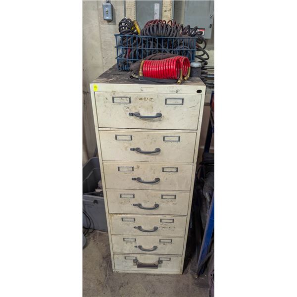 7 DRAWER CABINET W/ CONTENTS INCLUDING: SPRINGS,