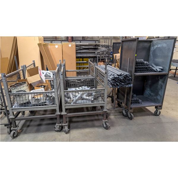 7 CUSTOM METAL INVENTORY CARTS W/ CONTENTS