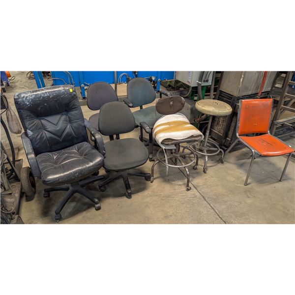 LOT OF 8 ROLLING SHOP CHAIRS - AS IS
