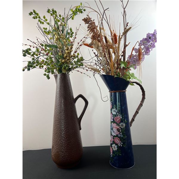 Decorative Pitchers with Faux Florals