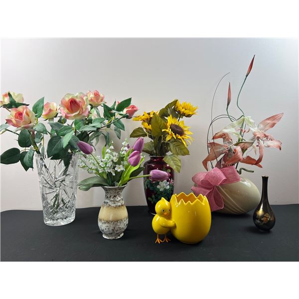 Assortment of Vases and Faux Florals