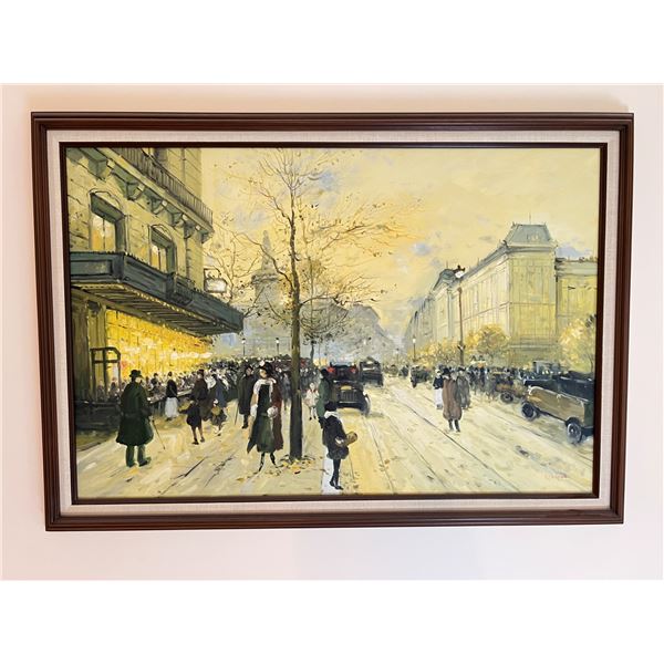 Framed Town Scenery Painting