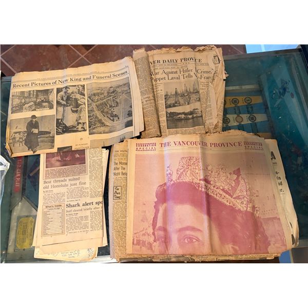 Group of Vintage Newspapers - The Vancouver Province, Vancouver News-Gerald, Etc.