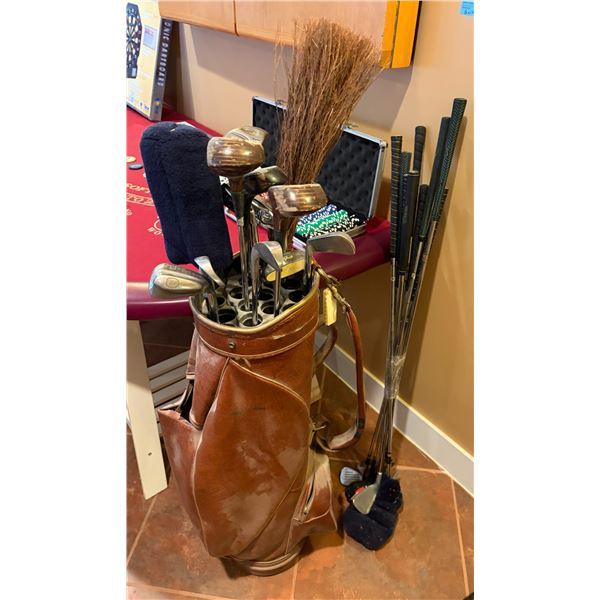 Group of Vintage Golf Bag & Clubs