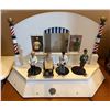 Image 1 : Vintage Automaton Barber Shop Diorama w/Animated Figures & Barber Poles
