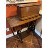 Image 1 : Singer Cast Iron Treadle Sewing Machine w/Oak Cabinet