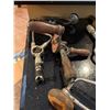 Image 5 : Group of VIntage Woodworking Tool Lot - Wooden Hand Planes, Brace Drills, Clamp, Etc.