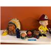 Image 1 : Character Lot - Bossons Chalkware Heads, Fireman, Tiki Decanter, Etc.
