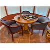 Image 1 : Wood Table w/3 Various Chairs