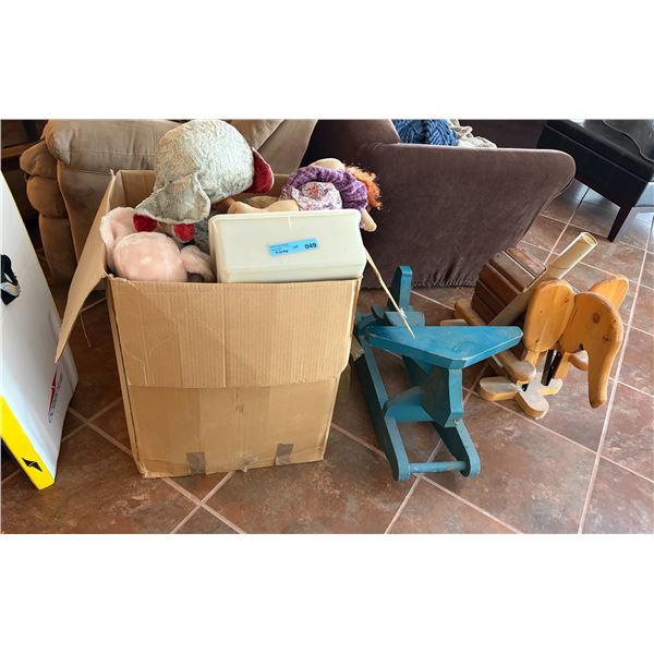 Group of Various Toys, Dolls, Wooden Toy, Stuffed Animals, Etc.