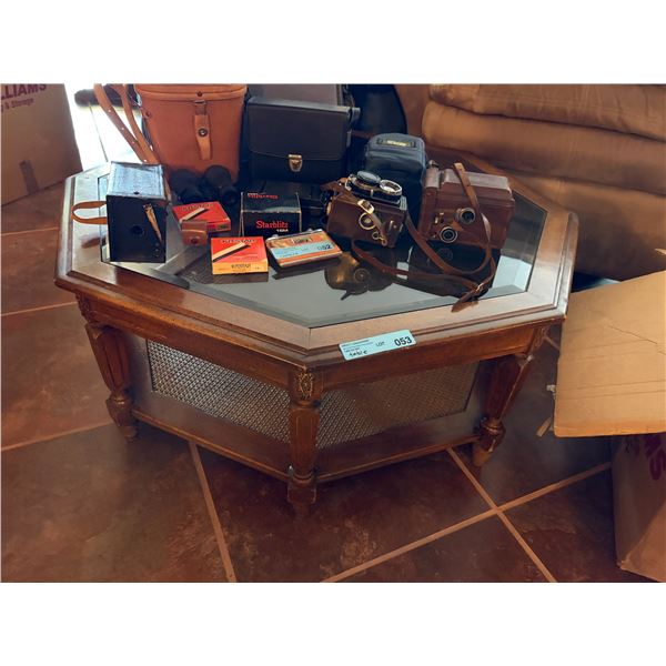 Wooden Glass Top Coffee Table