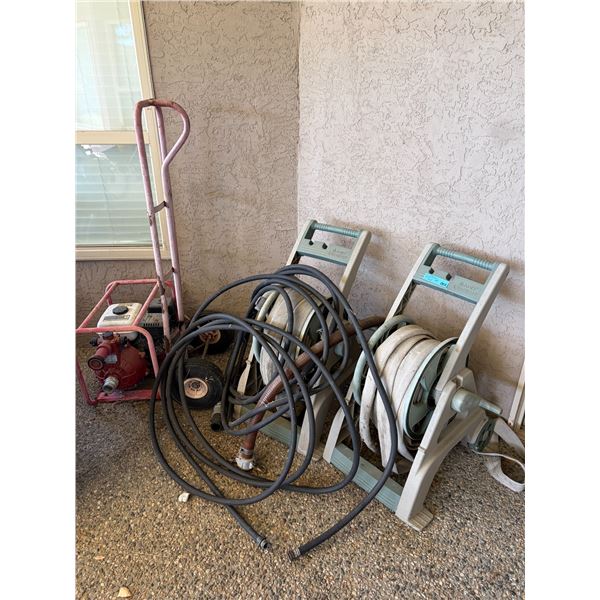 Group of Gas Water Pump w/ Hand Hose Reels w/Lay Flat Hose