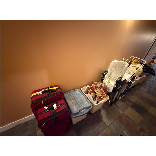 Large Group of Toys - Crib, Suitcases, Etc.