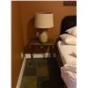 Image 2 : Group of Room Furniture - 2 Nightstands, Queen Mattress + Frame & Lamps