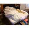 Image 3 : Group of Room Furniture - 2 Nightstands, Queen Mattress + Frame & Lamps