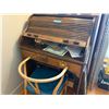 Image 2 : Wooden roll-top desk with a tambour front