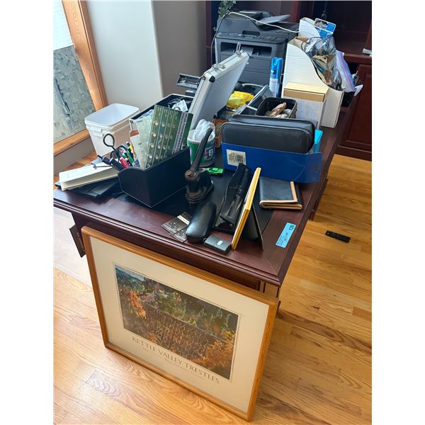 Large Group of Assorted stationery Items and Wooden Study Table