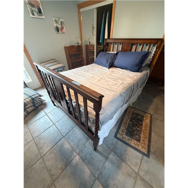 Group of Assorted Furniture Items - Includes Wooden Bed, Mattress, wooden bookcase and more