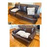 Image 1 : Set of 2 Vintage Brown Leather Sofa and Love Seat