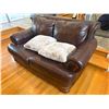 Image 2 : Set of 2 Vintage Brown Leather Sofa and Love Seat