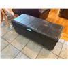 Image 2 : Black leather tufted/paneled top storage bench ottoman with Content