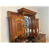 Image 2 : Victorian carved oak mirror-backed sideboard buffet with raised foliate panel carvings and a central