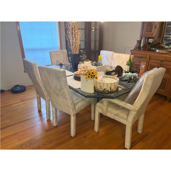 Glass Dining Table with 6 Dining Chairs