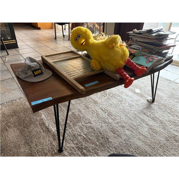 Wooden Walnut Center Table with Metal Frame