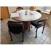 Image 1 : Round Wooden Dining table with 4 Dining chairs - Walnut
