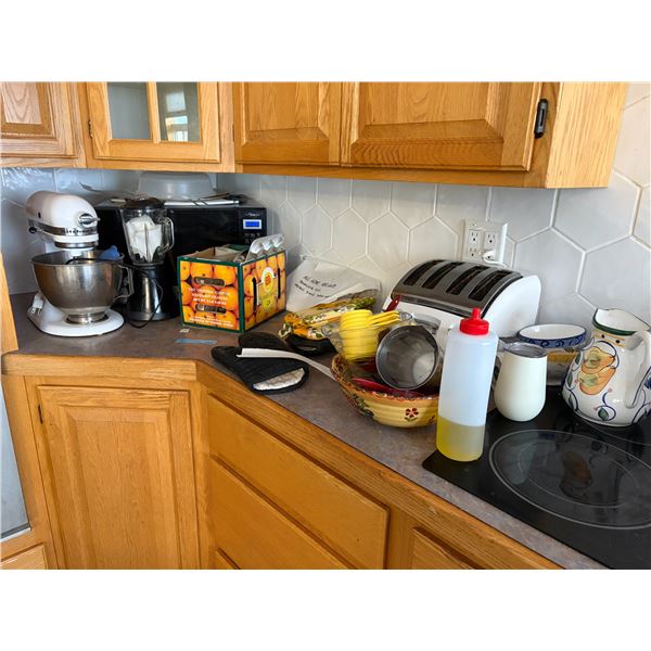 Group of Assorted Kitchen Items - Includes Toaster, Microwave, and more