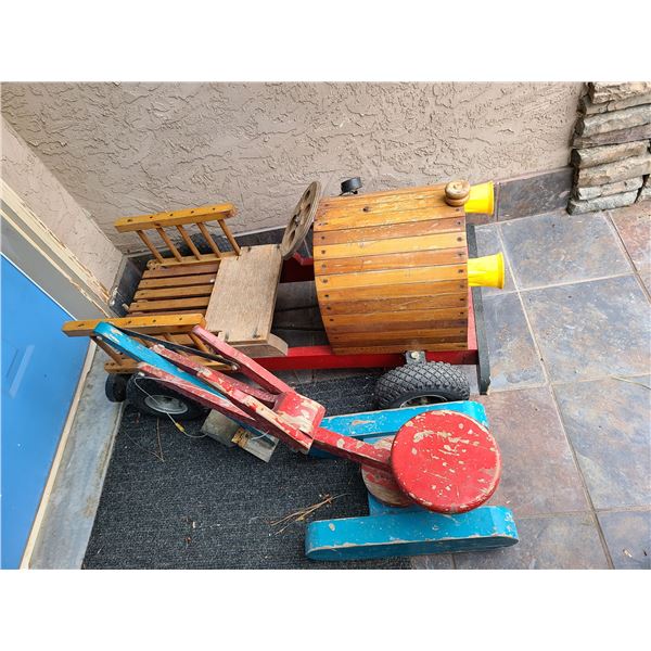 Wooden push or pull-along toy vehicle and Wagon Attachment